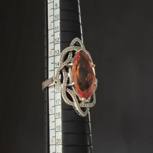 NICKY BUTLER 925 Sterling Silver Honey Quartz 5.9 Carat Marquise Size 7 Ring NWT - Picture 6 of 16